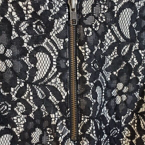 Worthington Black Floral Lace Straight Midi Skirt womens 14 L Evening Sexy large - Picture 5 of 7